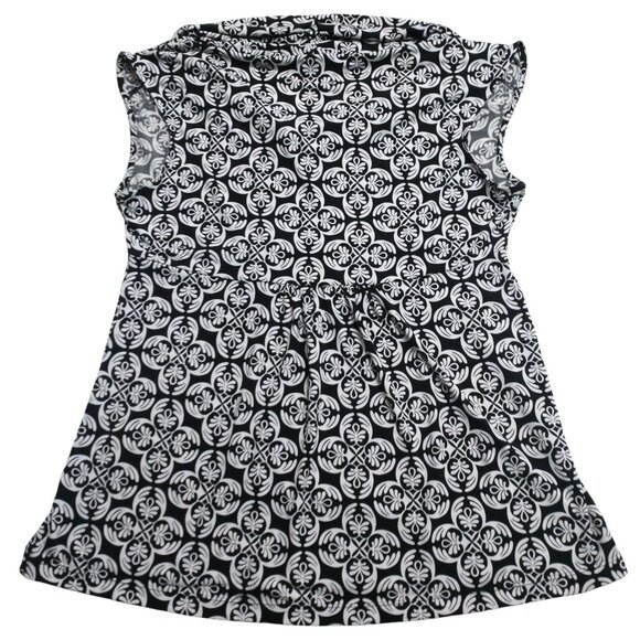 Fylo By Nylon Women's Black White Pattern Cowl Neck Babydoll Top Medium M - Picture 2 of 4